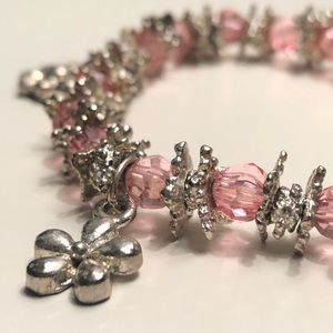 pink + silver flower charm bracelet!
